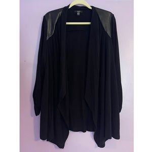 Open Front Faux Leather Cardigan